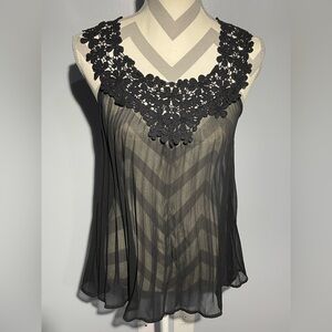 Chic Black Floral Lace Women's Blouse